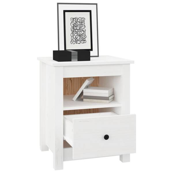 Nachttisch V844 Weiß - Massivholz - 40 x 49 x 35 cm