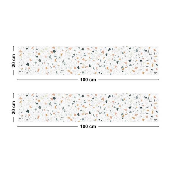 2 Wandpaneel Küche - TERRAZZO DOLCE Aluminium - 90 x 20 x 0 cm