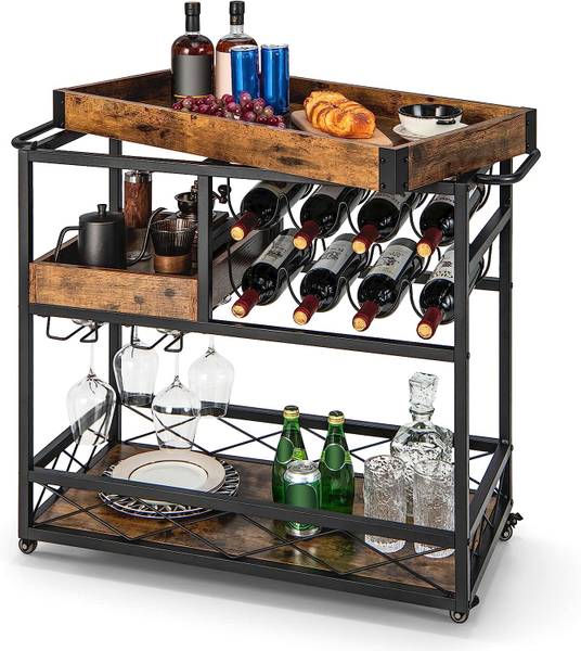 Servierwagen 3 Ebenen Braun - Holzwerkstoff - 40 x 83 x 80 cm