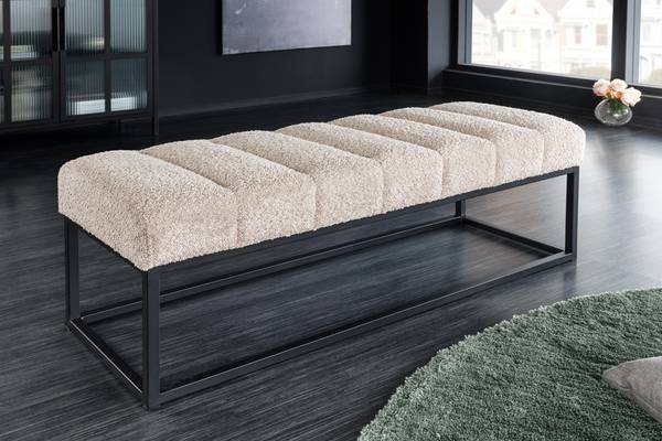 Sitzbank PETIT BEAUTÉ Beige - Grau - Polyester - 108 x 40 x 40 cm
