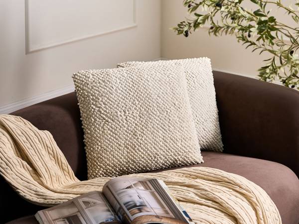 Dekokissen JOARA 2-tlg Beige - Naturfaser - 45 x 10 x 45 cm