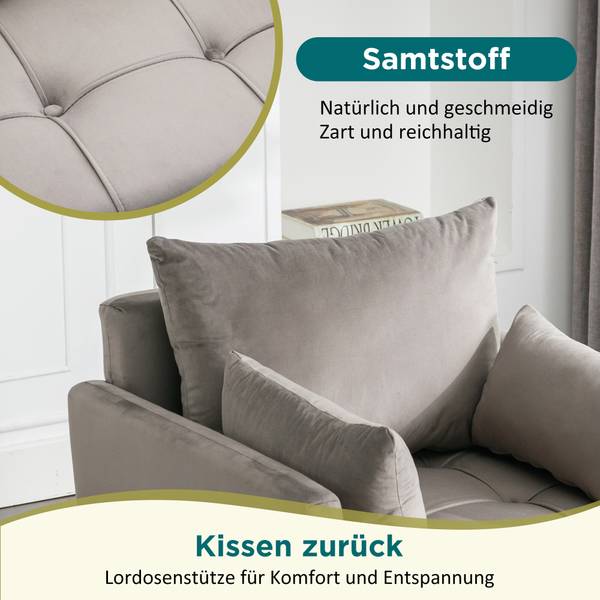 Sessel mit 2 Kissen Nulzu Grau - Metall - Textil - 76 x 76 x 71 cm