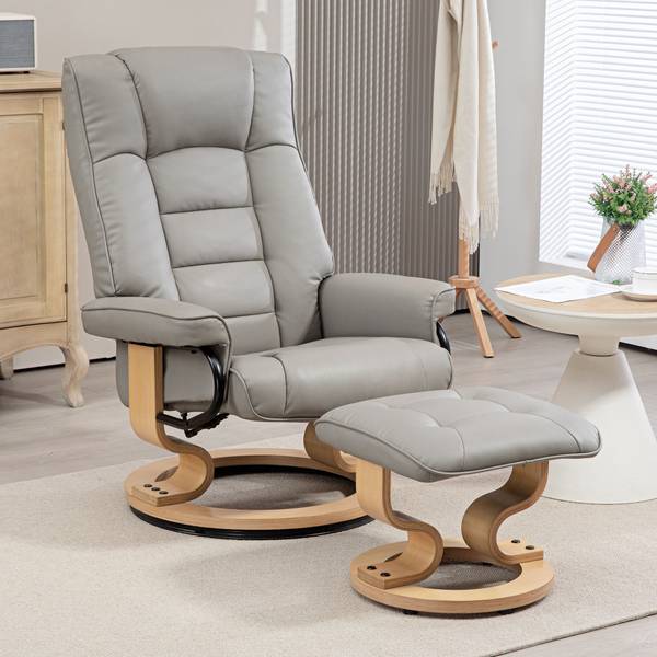 Relaxsessel mit Hocker 839-961V81GY Grau - 85 x 76 cm