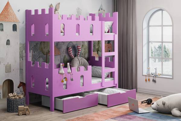 Stapelbed met matrassen Castelo roze