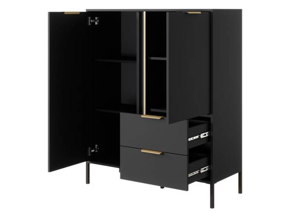Kommode Lars 2D2S Gold - Grau - Holzwerkstoff - 40 x 123 x 103 cm