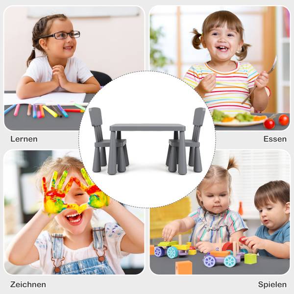 Kindersitzgruppe TI88032SDDE(3-tlg.) Grau - Kunststoff - 55 x 50 x 77 cm
