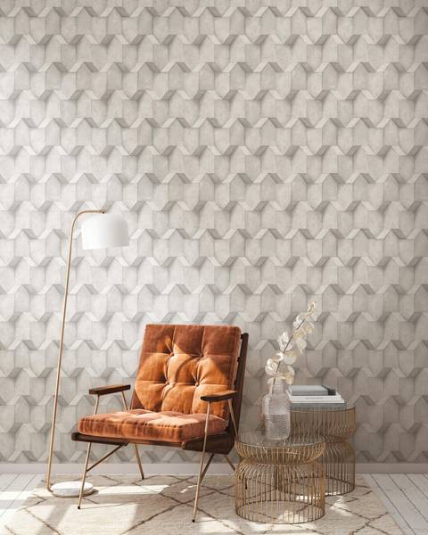 Vliestapete 388274-GU Weiß - Textil - 53 x 1 x 1005 cm