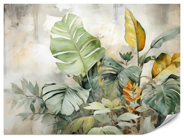 Fototapete Blätter Aquarell Abstrakt 250 x 175 x 175 cm