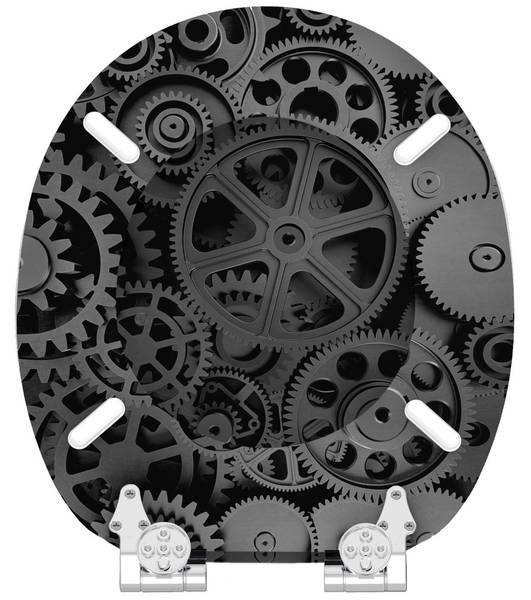 WC-Sitz mit Absenkautomatik Gears Grau - Holzwerkstoff - 38 x 6 x 47 cm