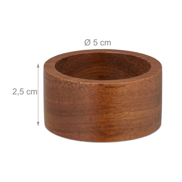 Servetringen in set van 12 bruin - plaatmateriaal op houtbasis - 5 x 3 x 5 cm