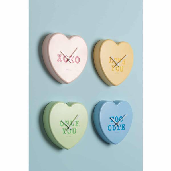 Wanduhr Heart Candy Gelb