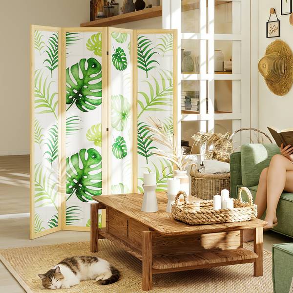 Paravent 83C-188V00GN Massivholz - 2 x 170 x 160 cm