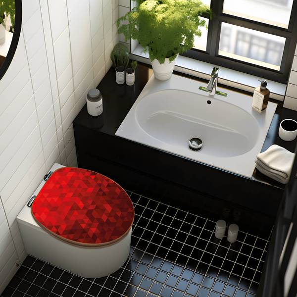 WC-Sitz mit Absenkautomatik Dreiecke Rot Rot - Bambus - Holzwerkstoff - 38 x 5 x 49 cm