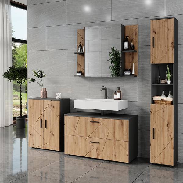 Badmöbel-Set Irma 56347 Braun - Grau - Holzwerkstoff - 101 x 61 x 41 cm