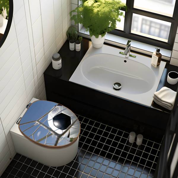 WC-Sitz mit Absenkautomatik Fußball Blau - Bambus - Holzwerkstoff - 38 x 5 x 49 cm