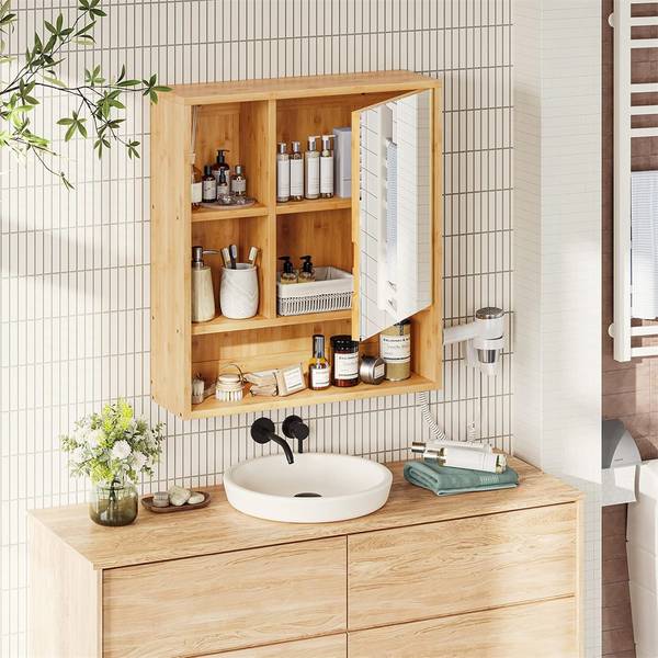 Armoire Toilette  JJ-ZZ1338 Marron - Bambou - 16 x 61 x 56 cm