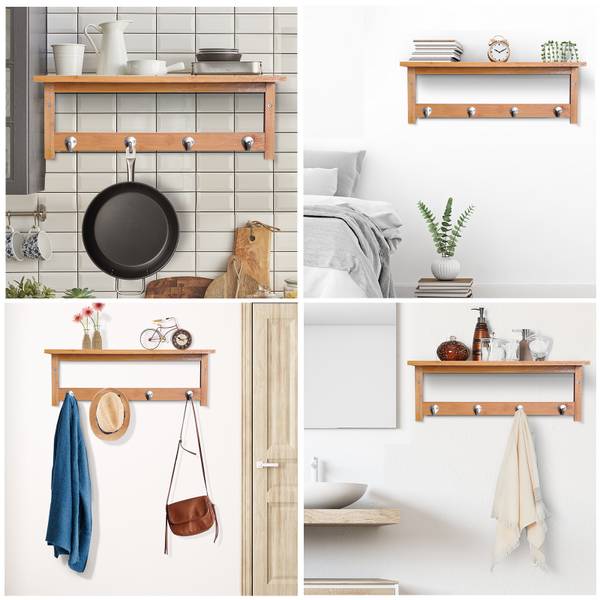 Wandgarderobe 831-198 Braun - Bambus - 16 x 18 x 50 cm
