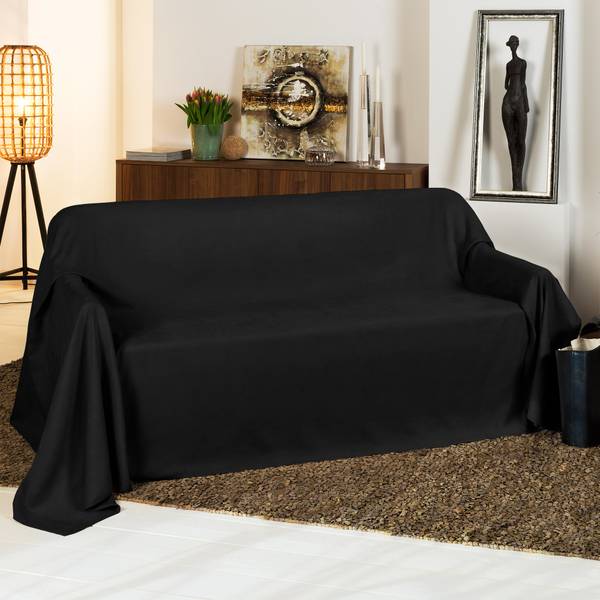Romantica Tagesdecke Wildleder Optik Schwarz