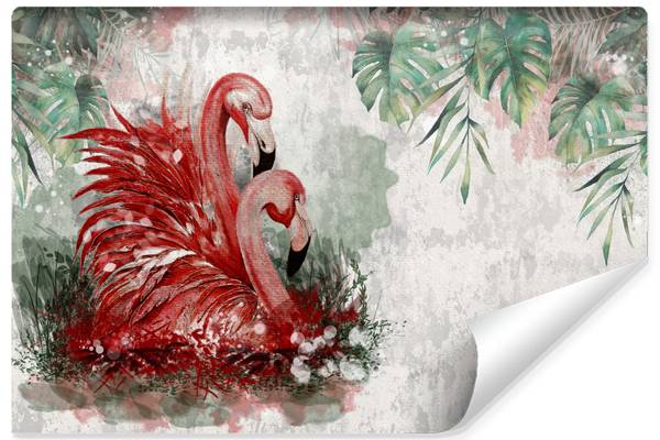 Vlies-Fotobehang FLAMINGO'S Blad Beton 300 x 210 x 210 cm