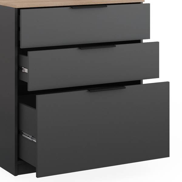 Kommode Betti 40611 Anthrazit - Eiche Sonoma Dekor - 50 x 90 x 80 cm