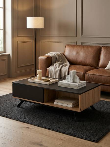 Couchtisch CIDACOS mit Schublade Braun - Holzwerkstoff - 110 x 38 x 60 cm