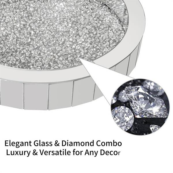 Plateau JJ-ZZ1868 Argenté - Bois manufacturé - Verre - 30 x 5 x 30 cm