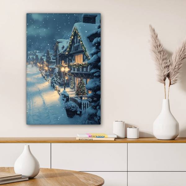 TABLEAU SUR TOILE Village de Noël 60 x 90 cm