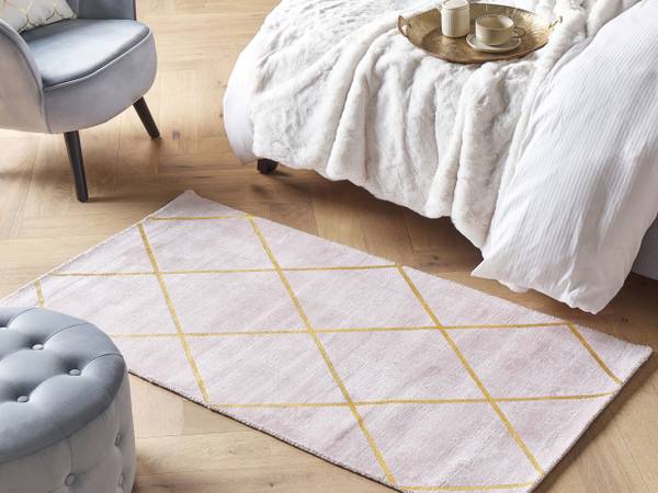 Teppich ATIKE Gold - Pink - Naturfaser - 80 x 80 x 80 cm