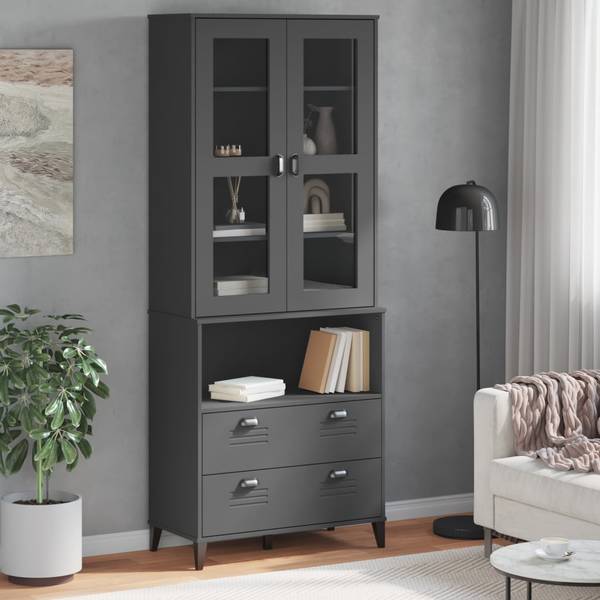 Highboard DE1130 Grau - Massivholz - 80 x 200 x 40 cm
