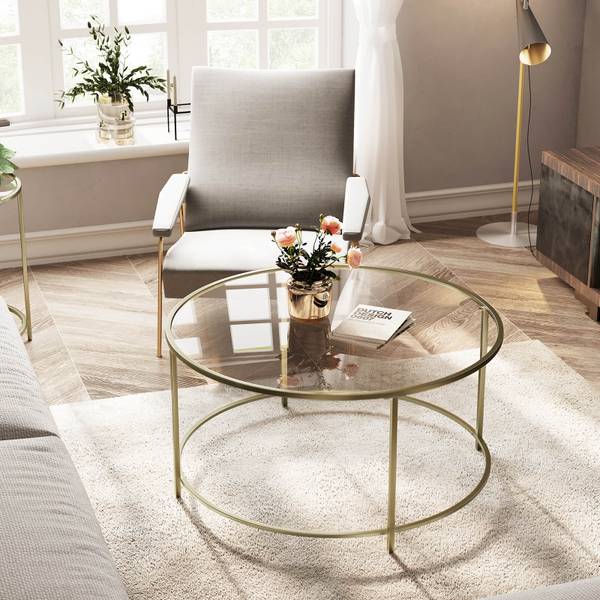 Couchtisch Belmopan Gold - Metall - 84 x 46 x 84 cm