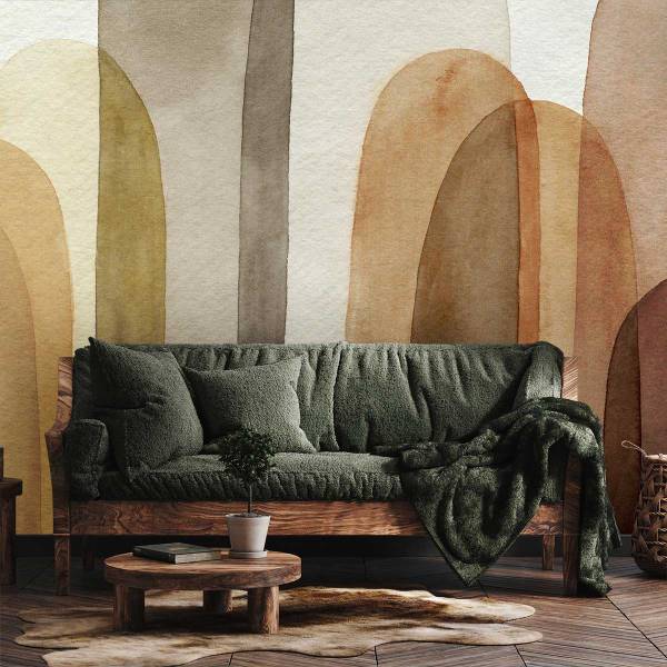 Grafische Tapetebögen in terraakotta Beige - Papier - 260 x 270 x 1350 cm