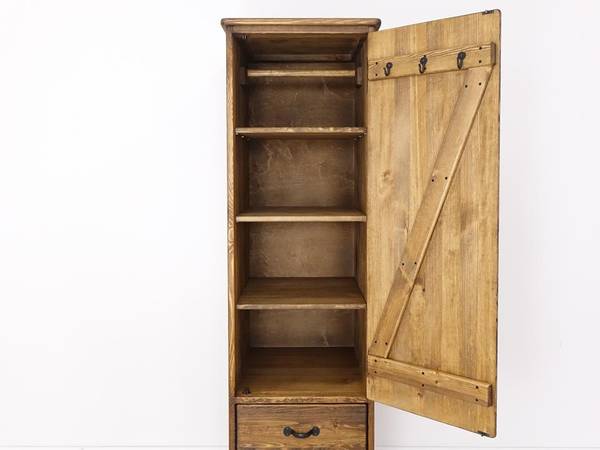 Kledingkast Rustyk 1D bruin - grenenhout - staal - 57 x 190 x 60 cm