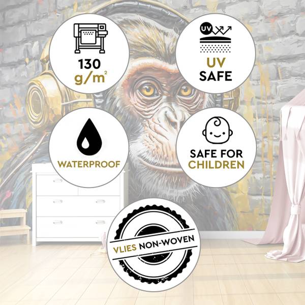 Fototapete Affe DJ Musik 100 x 70 cm