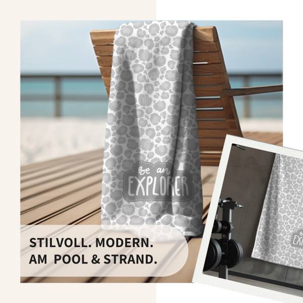 Strandtuch XXL Leo Grau Grau - Textil - 100 x 200 x 1 cm