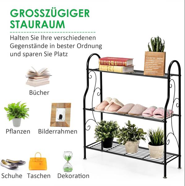 Blumenregal SF5832DE Schwarz - Metall - 25 x 85 x 72 cm