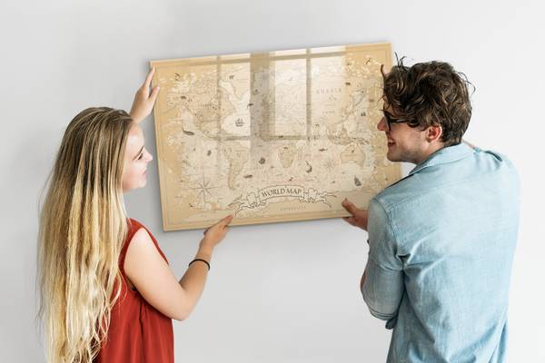 Memoboard Vintage Weltkarte 100 x 70 cm