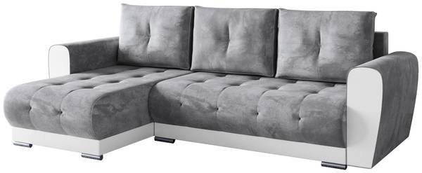 Ecksofa mit Schlaffunktion Domi Silber / Grau - Silbergrau