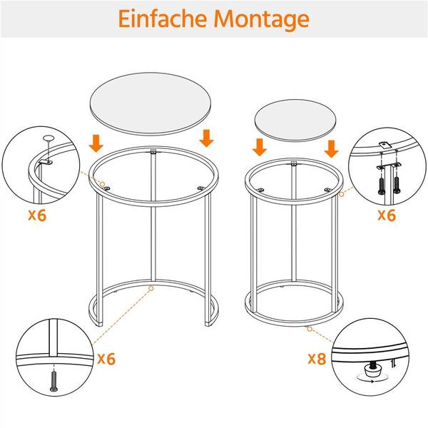 Beistelltisch Glas 2er-Set Gold - Metall - 59 x 59 x 49 cm