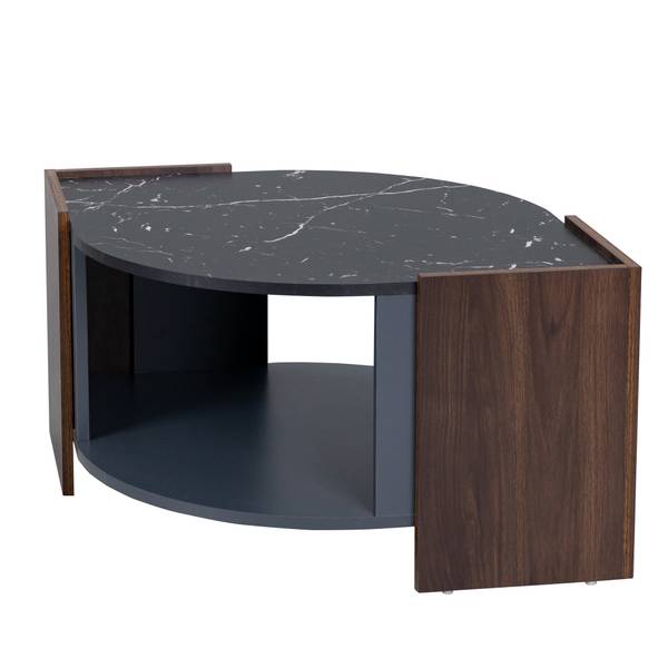 Salontafel MARBWoody Ⅱ zwart - bruin - plaatmateriaal op houtbasis - 63 x 40 x 97 cm