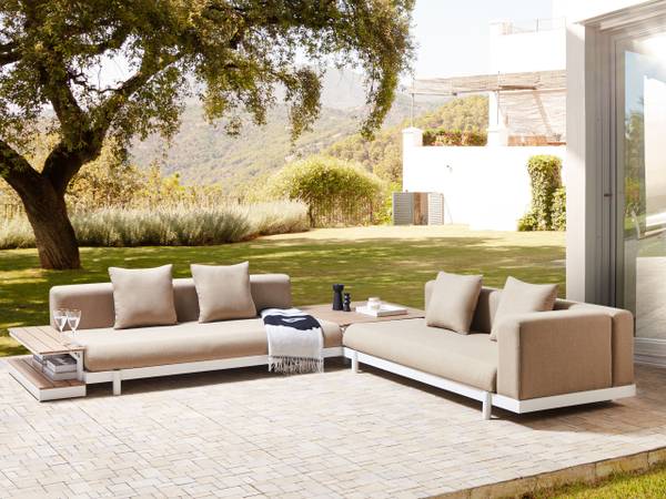 Sitzgruppe MISSANELLO 8-tlg Beige - Weiß - Textil - 190 x 61 x 190 cm
