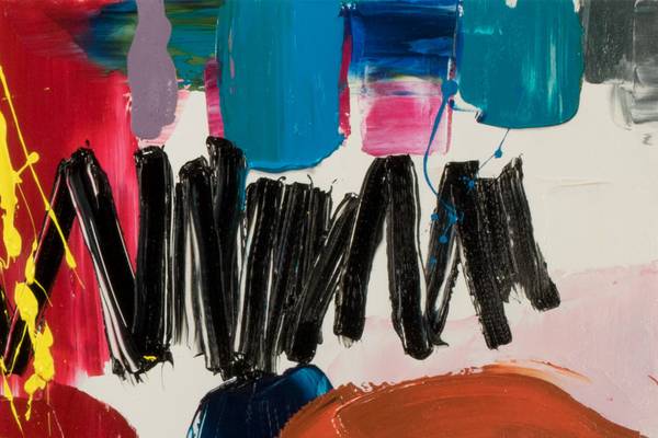 Acrylbild Handgemalt Action Painting Pim Weiß - Baumwollstoff - 150 x 50 x 4 cm