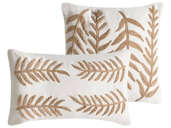 Dekokissen GARCINIA 2-tlg Beige - Weiß - Naturfaser - 45 x 5 x 45 cm