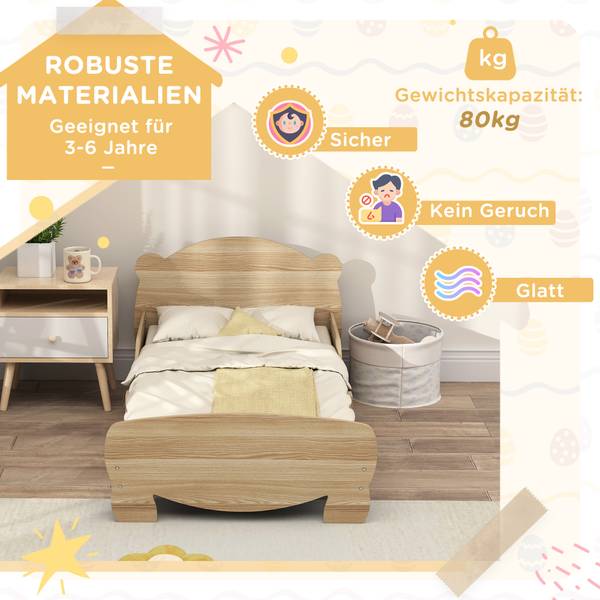 Kinderbett 313-022V90ND Braun - Holzwerkstoff - 80 x 55 x 144 cm
