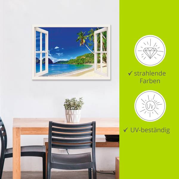 Alubild Fensterblick Paradies 70 x 50 cm