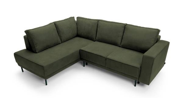 Ecksofa RODARIO Dunkelgrün - Massivholz - Holz teilmassiv