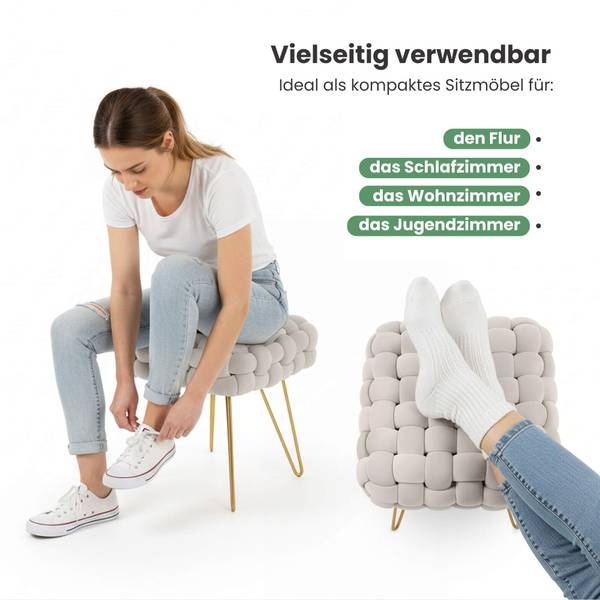 Polsterhocker DOTTY Beige - Creme