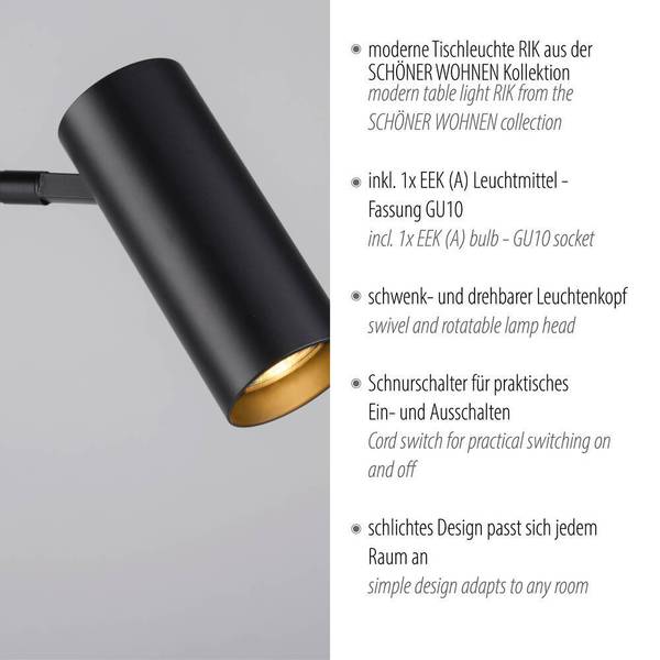 LED Tischleuchte RIK Schwarz - Metall - 13 x 48 x 28 cm