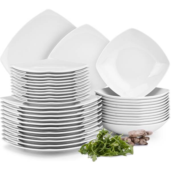 Tafelservice 12 Pers 36-tlg Carlina Weiß - Fine Bone China - Porzellan - 26 x 26 cm