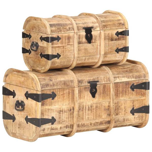 Coffre de rangement 320374 (lot de 2) Marron - Manguier - 50 x 29 x 26 cm