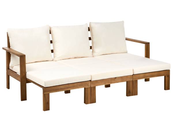 Tuinsofa ISOLELLO 7-delig beige - bruin - massief hout - 190 x 90 x 69 cm